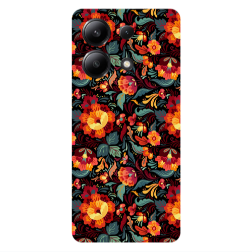 Xiaomi Redmi Note 13 4G Orange flowers Transparent Silicone TPU Θήκη