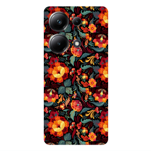Xiaomi Poco M6 Pro 4G Orange flowers Transparent Silicone TPU Θήκη