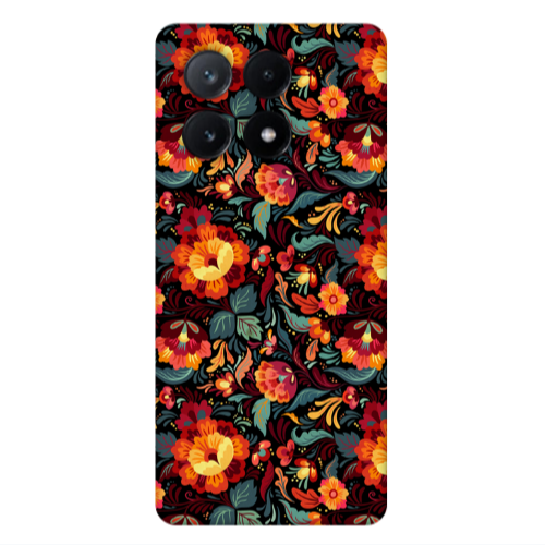Xiaomi Poco X6Pro 5G Orange flowers Transparent Silicone TPU Θήκη