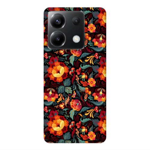 Xiaomi Poco X6 5G Orange flowers Transparent Silicone TPU Θήκη