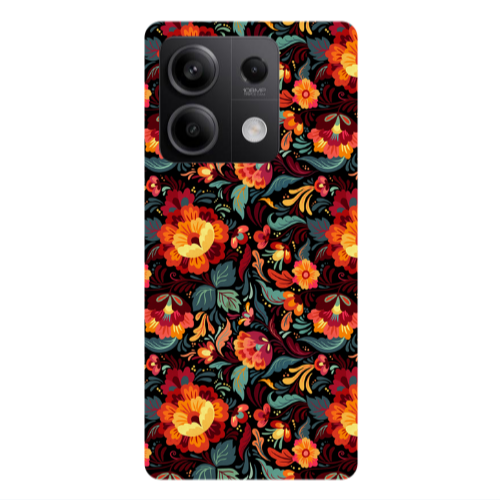 Xiaomi Redmi Note 13Pro 5G Orange flowers Transparent Silicone TPU Θήκη