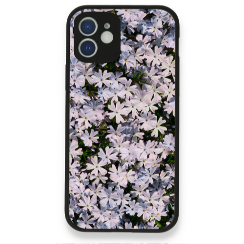 Apple iPhone 12 Flowers white Black Glossy Θήκη