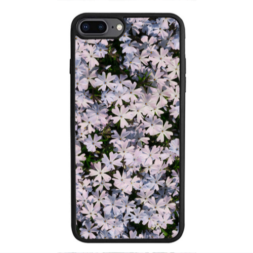 Apple iPhone 7 Plus Flowers white Black Glossy Θήκη