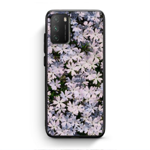 Xiaomi Poco M3 Flowers white Black Glossy Θήκη