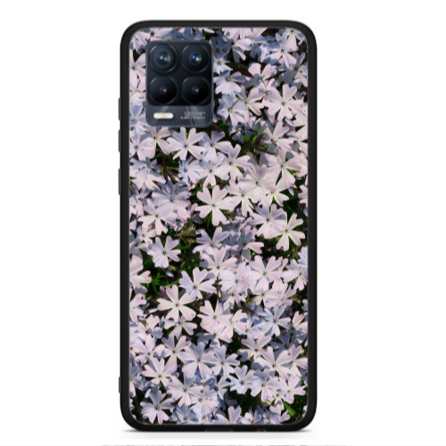 Realme 8  Flowers white Black Glossy Θήκη