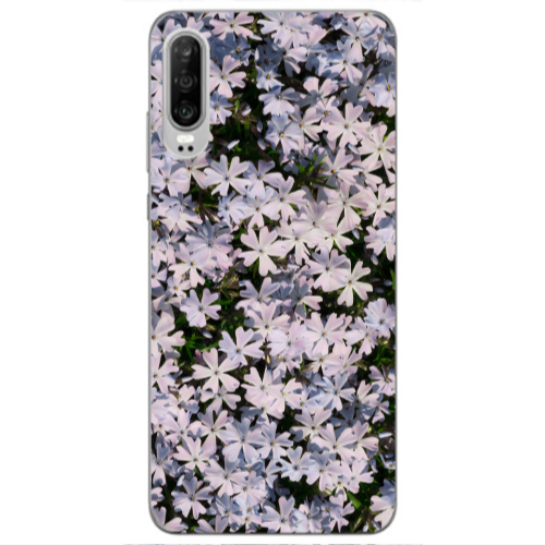 Huawei P30 Flowers white Transparent Silicone TPU Θήκη