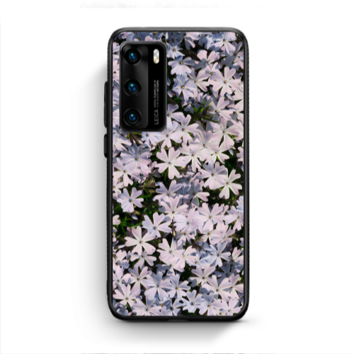 Huawei P40 Flowers white Black Glossy Θήκη
