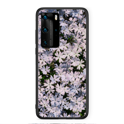 Huawei P40 Pro Flowers white Black Glossy Θήκη