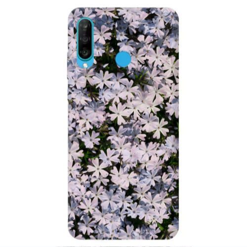 Huawei P30 Lite Flowers white Transparent Silicone TPU Θήκη