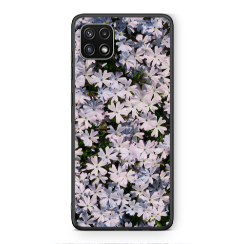 Samsung A22 5G Flowers white Black Glossy Θήκη