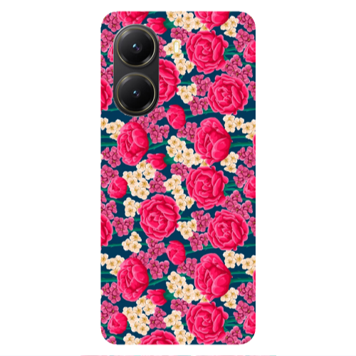 Xiaomi Poco X7 Pro Red and pink Flowers Transparent Silicone TPU Θήκη