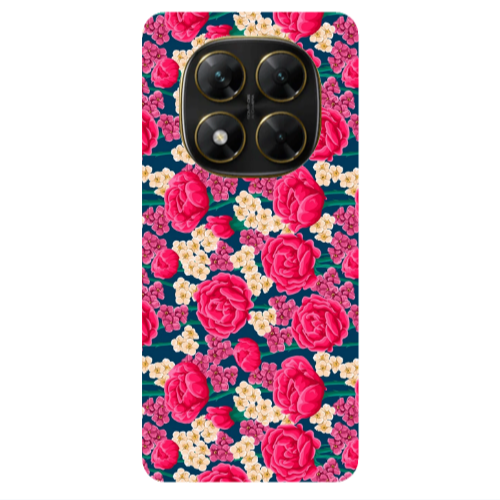 Xiaomi Poco X7 Red and pink Flowers Transparent Silicone TPU Θήκη