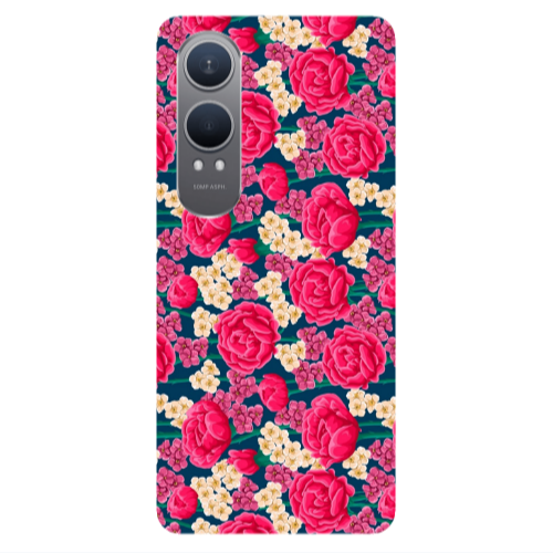 Oneplus Nord Ce 4 lite Red and pink Flowers Transparent Silicone TPU Θήκη
