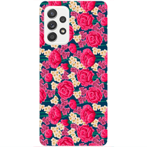 Samsung A52 Red and pink Flowers Transparent Silicone TPU Θήκη