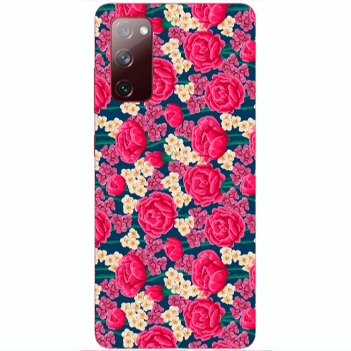 Samsung S20 FE Red and pink Flowers Transparent Silicone TPU Θήκη