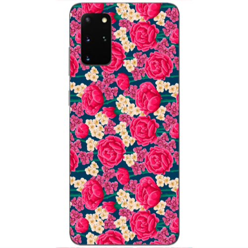 Samsung S20 Plus Red and pink Flowers Transparent Silicone TPU Θήκη