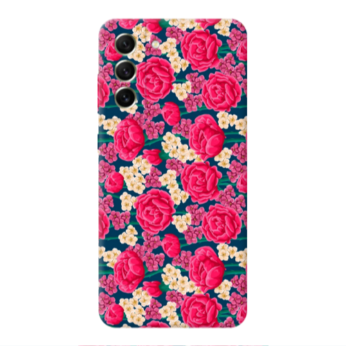 Samsung S22 Plus Red and pink Flowers Transparent Silicone TPU Θήκη