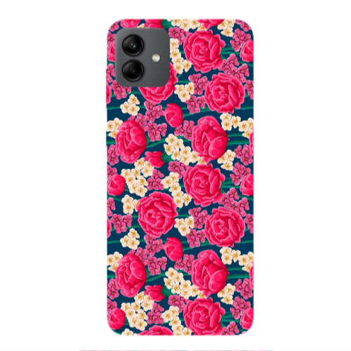Samsung A04 Red and pink Flowers Transparent Silicone TPU Θήκη