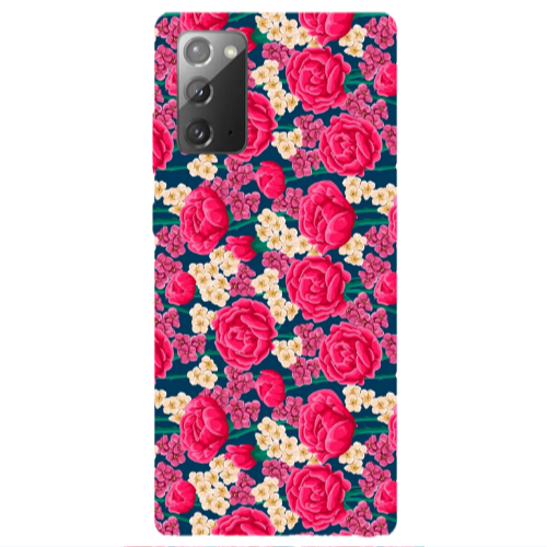 Samsung Note 20 Red and pink Flowers Transparent Silicone TPU Θήκη