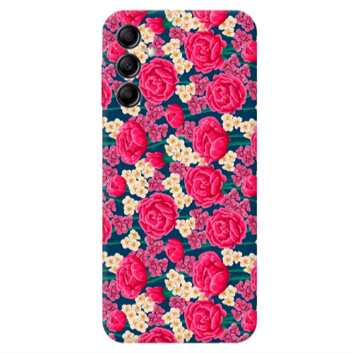 Samsung A24 Red and pink Flowers Transparent Silicone TPU Θήκη