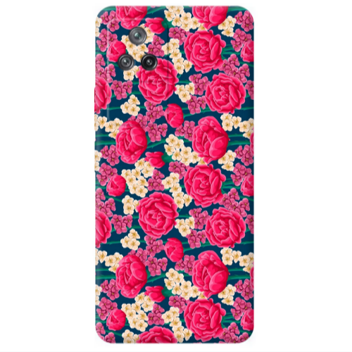 Xiaomi Poco F4 Red and pink Flowers Transparent Silicone TPU Θήκη