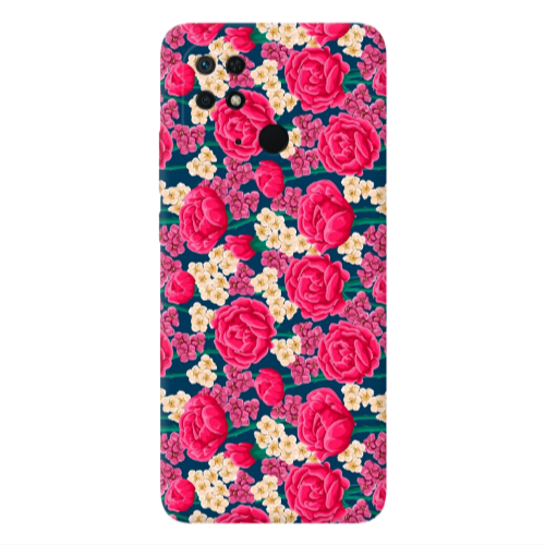 Xiaomi Poco C40 Red and pink Flowers Transparent Silicone TPU Θήκη