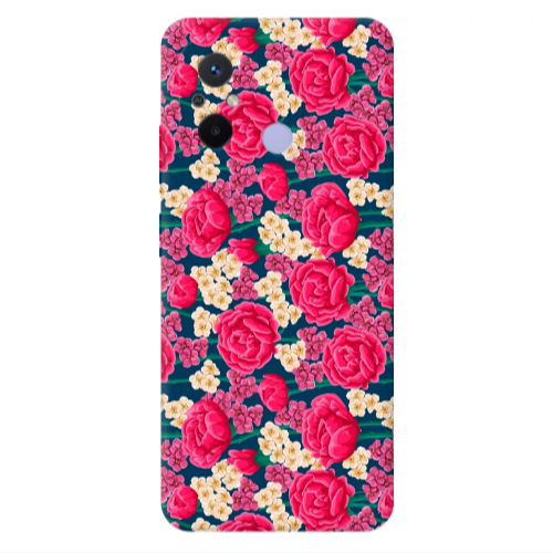Xiaomi Redmi 12C Red and pink Flowers Transparent Silicone TPU Θήκη