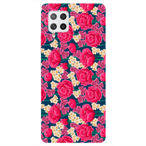 Samsung A42 5G Red and pink Flowers Transparent Silicone TPU Θήκη