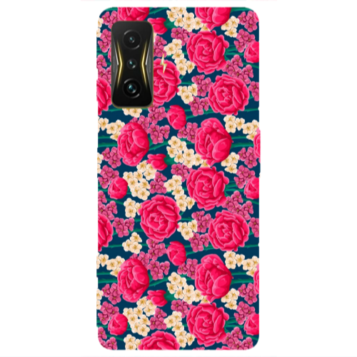 Xiaomi Poco F4 Gt Red and pink Flowers Transparent Silicone TPU Θήκη