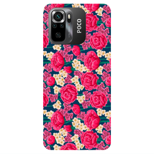 Xiaomi Poco M5 s Red and pink Flowers Transparent Silicone TPU Θήκη
