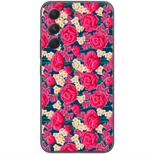 Samsung Galaxy A25 Red and pink Flowers Transparent Silicone TPU Θήκη