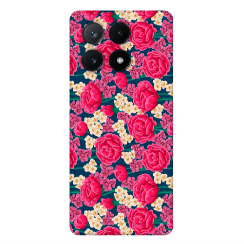 Xiaomi Poco X6Pro 5G Red and pink Flowers Transparent Silicone TPU Θήκη