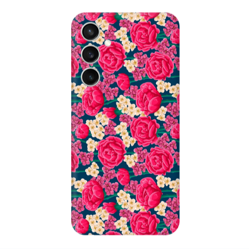 Samsung S24 Plus Red and pink Flowers Transparent Silicone TPU Θήκη
