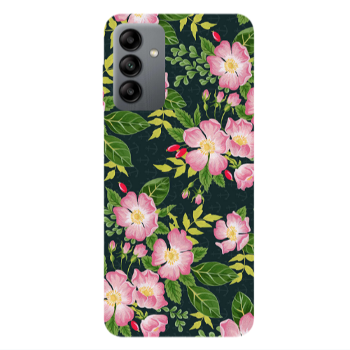 Samsung A13 5G Pink flowers green laves Transparent Silicone TPU Θήκη