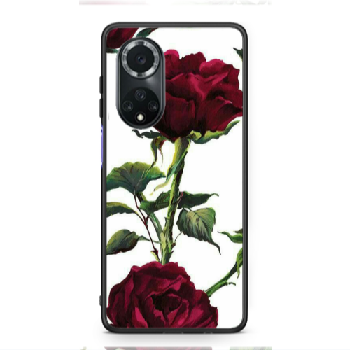 Huawei Nova 9 Stemmed rose Black Glossy Θήκη
