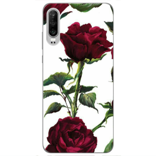 Huawei P30 Stemmed rose Transparent Silicone TPU Θήκη