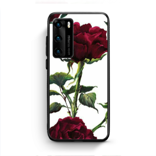 Huawei P40 Stemmed rose Black Glossy Θήκη