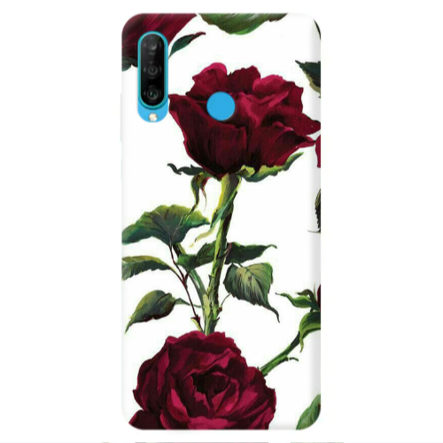 Huawei P30 Lite Stemmed rose Transparent Silicone TPU Θήκη