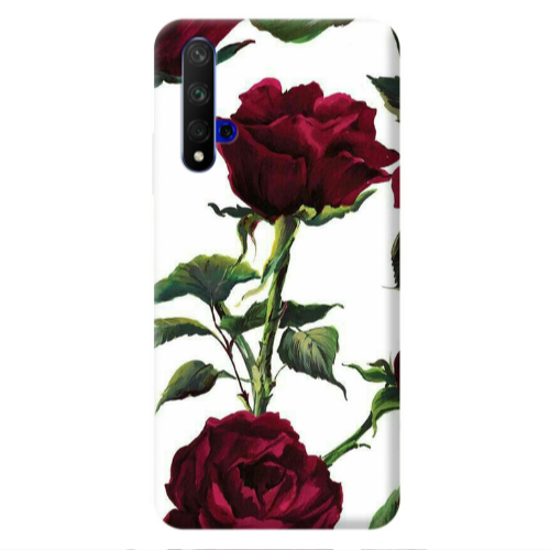 Huawei Nova 5 T Stemmed rose Transparent Silicone TPU Θήκη