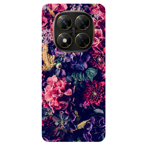 Xiaomi Poco X7 Purple and pink flowers Transparent Silicone TPU Θήκη
