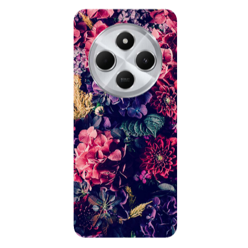Xiaomi Redmi 14c Purple and pink flowers Transparent Silicone TPU Θήκη