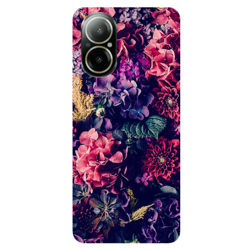 Realme C67 Purple and pink flowers Transparent Silicone TPU Θήκη