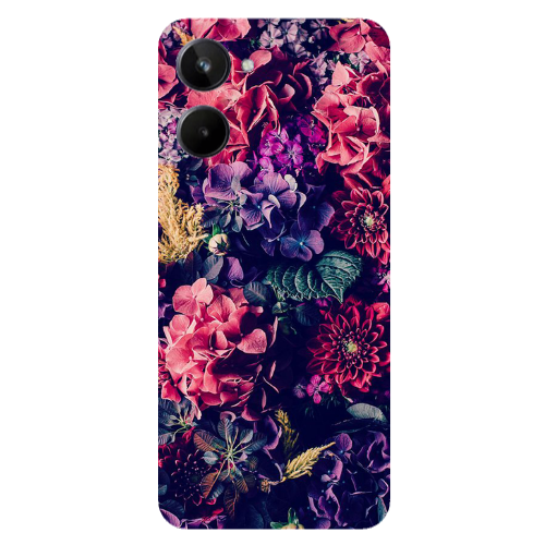 Realme 10 Purple and pink flowers Transparent Silicone TPU Θήκη