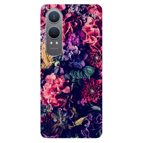 Oneplus Nord Ce 4 lite Purple and pink flowers Transparent Silicone TPU Θήκη
