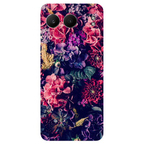 Oneplus Nord 4 Purple and pink flowers Transparent Silicone TPU Θήκη
