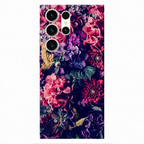 Samsung S25 Ultra Purple and pink flowers Transparent Silicone TPU Θήκη