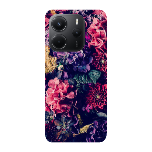 Xiaomi Redmi Note 14 Purple and pink flowers Transparent Silicone TPU Θήκη