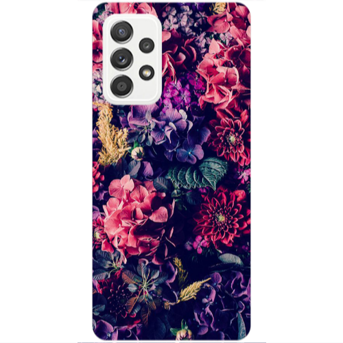Samsung A52 Purple and pink flowers Transparent Silicone TPU Θήκη