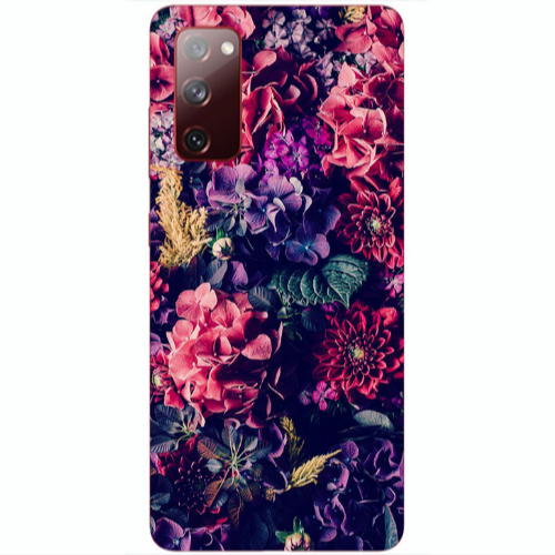 Samsung S20 FE Purple and pink flowers Transparent Silicone TPU Θήκη