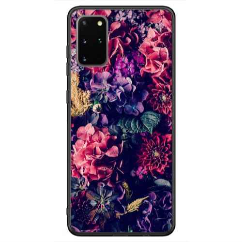 Samsung S20 FE Purple and pink flowers Black Glossy Θήκη
